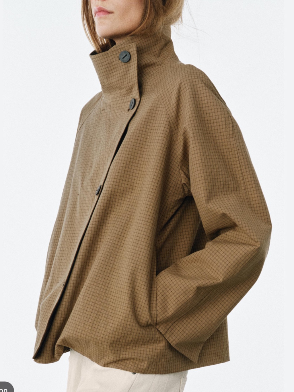 Zara Plaid Bomber Jacket In Light Brown — image 2 of 6